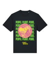 T-shirt PEOPLE. PLANET. PEACE. (aarde) Zwart