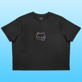 frog holo croptop black
