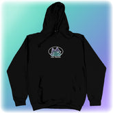 oval cat hoodie black