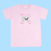 skullcat tee light pink