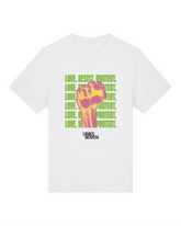 T-shirt LOVE. RESIST. PROTECT. (vuist) Wit