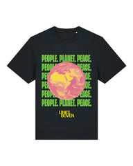 T-shirt PEOPLE. PLANET. PEACE. (aarde) Zwart