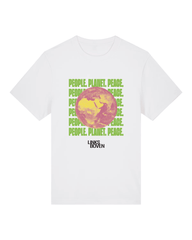 T-shirt PEOPLE. PLANET. PEACE. (aarde) Wit