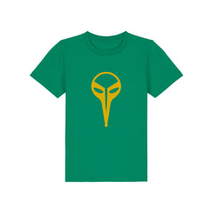 Haagse Kid’s Kraai. De Kraaien Kid’s Groen T-shirt met een Gele Kraai