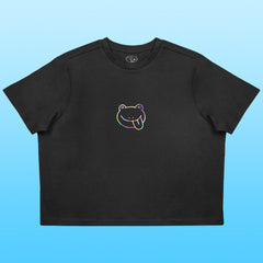 frog holo croptop black