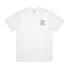 Haagse Straat Ooievaar Script on White T-Shirt