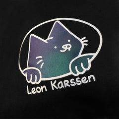 oval cat hoodie black