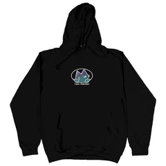 oval cat hoodie black