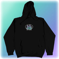 oval cat hoodie black